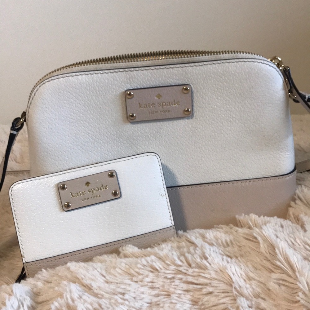 Kate Spade White and Tan Crossbody Bag
